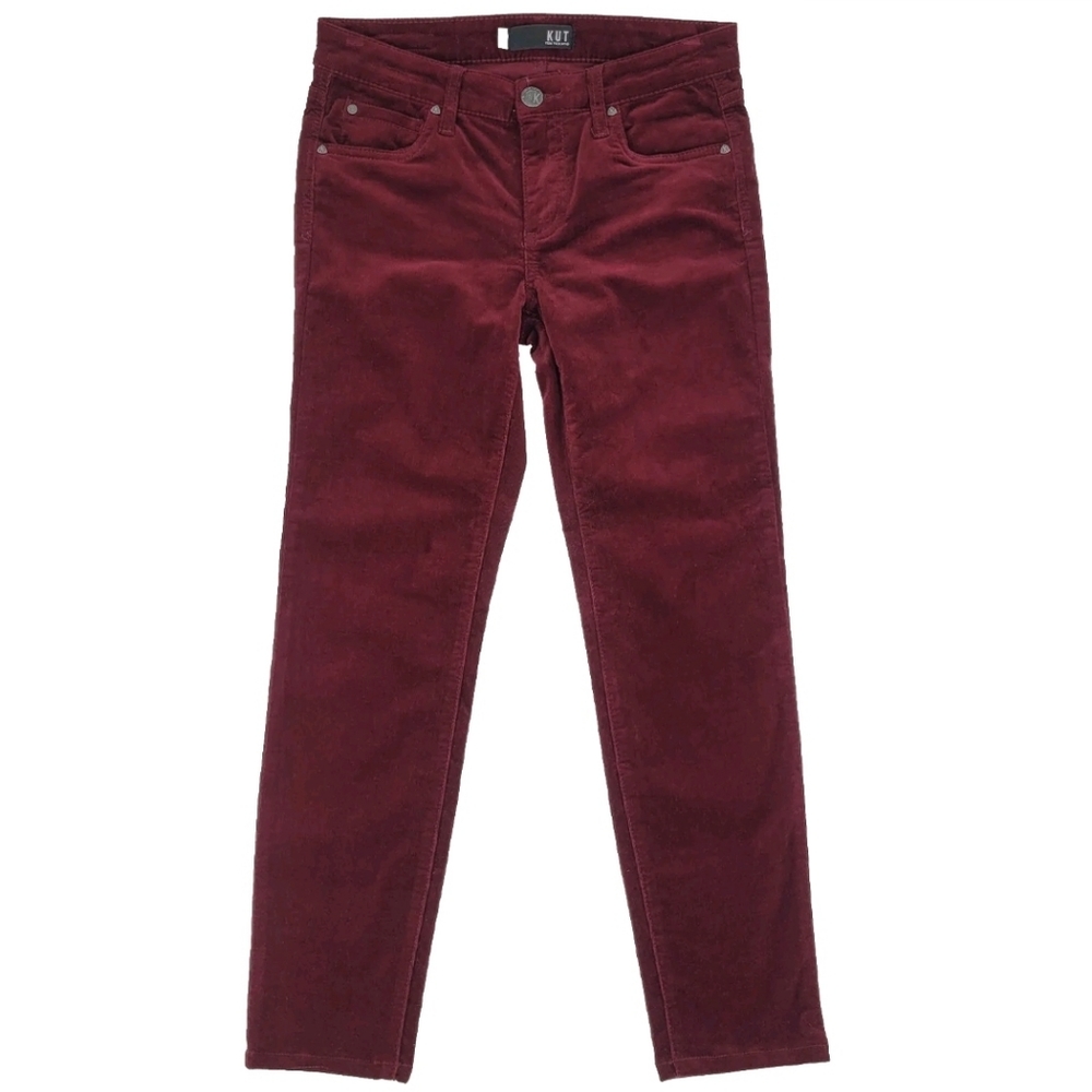 KUT FROM THE KLOTH Pants Diana Skinny Red Ruby Corduroy Cords Classic Size 4 - Picture 5 of 17